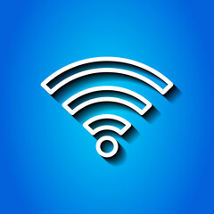 WiFi simple icon vector. Flat desing. White icon with shadow on blue background.ai
