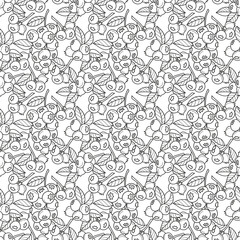 Blueberry seamless fabric pattern, seamless digital paper, berry seamless file, line art blueberry