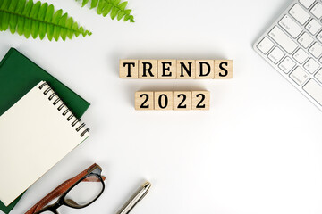 TRENDS 2022 Business Concept, inspiration and creativity, Top view.	