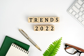 TRENDS 2022 Business Concept, inspiration and creativity, Top view.	