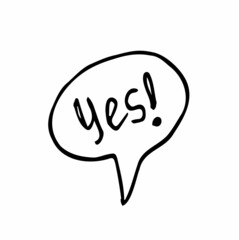 Yes comic speech bubble for magazine page. Vector comic bubble cloud design, cartoon text yes illustration