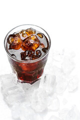 Glass of cold coke with a lot ice