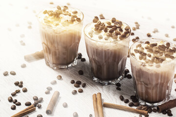 Delicious cold coffee with a whipped cream