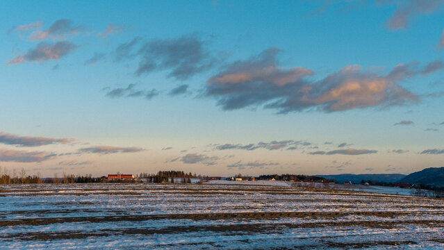 Winter fields of Toten by Balke, Norway.