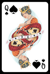 Queen of Spades playing card - Colorful original design.