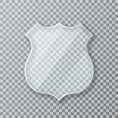 Glass shield. Transparent glass shield and acrylic panel. Conceptual symbol of protection, safety, security and guarding. Transparent glass shield on background. Vector