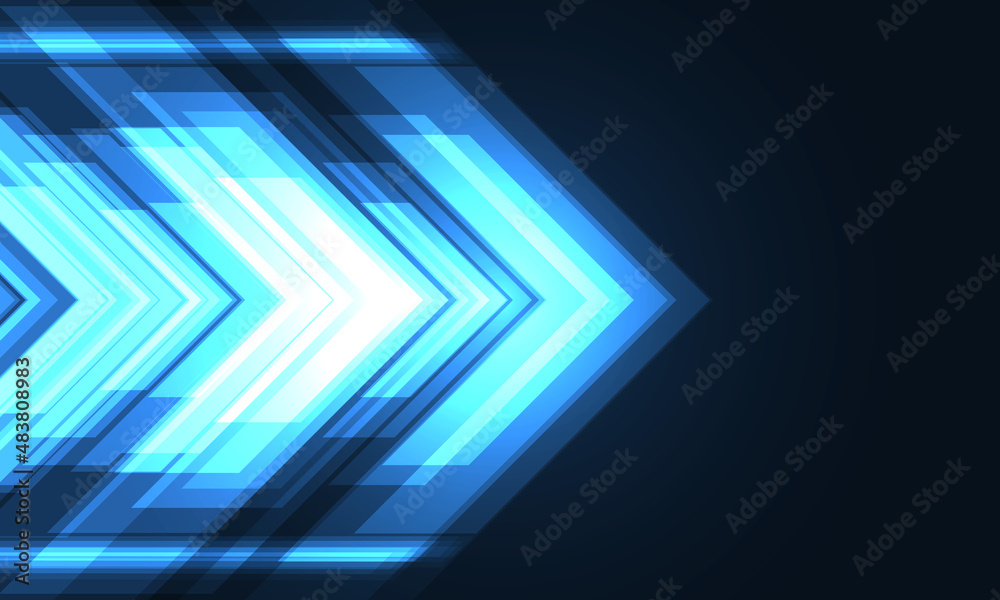 Poster abstract blue arrows high-speed movement futuristic technology background concept. dynamic motion hi