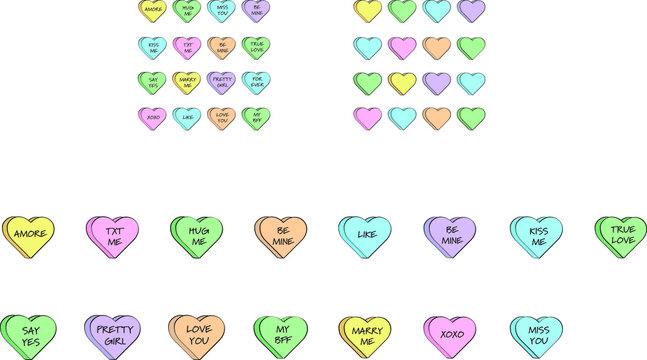 Candy Heart SVG Bundle Valentine Heart SVG Conversation Hearts SVG For Your Valentine heart candy clipart