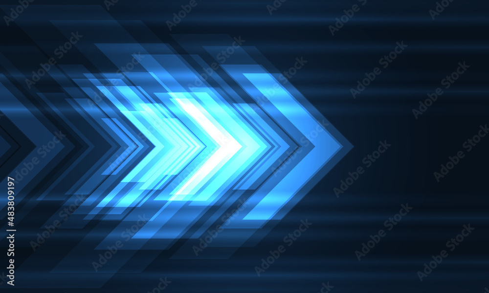 Poster blue arrows movement high-speed futuristic abstract technology concept background. dynamic motion bl
