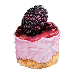 Watercolor Blackberry Dessert
