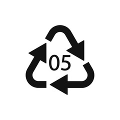 Plastic recycle symbol PP 5 vector icon.