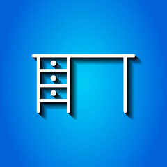 Table simple icon vector. Flat desing. White icon with shadow on blue background.ai