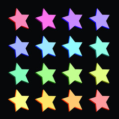 Fototapeta premium Colorful star icons on black vector illustration Free Vector