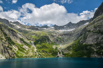 Beautifil mountains above Gelmersee lake in Switzerland