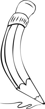 recommend clip art: Pencil with eraser draws a line on the sheet
                    