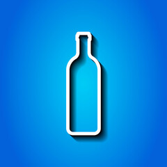 Bottle simple icon vector. Flat desing. White icon with shadow on blue background.ai