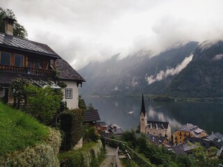 Fototapeta premium church in the mountains Hallstatt