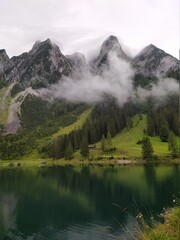 lake in the alpine mountains