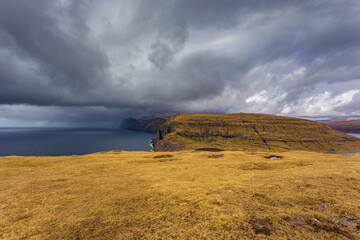Fototapeta premium View of the coastline, Faroe Islands.