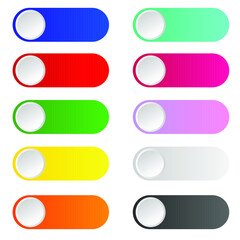 Empty colorful button set with shadow for web in white background.Colored buttons set. Shiny 3d glass square icons. Vector illustration isolated on white background

 