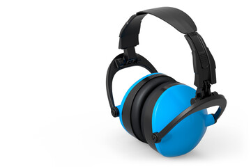 Protective blue earphones muffs isolated on a white background
