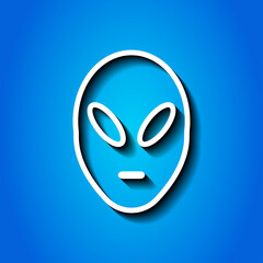 Alien simple icon vector. Flat desing. White icon with shadow on blue background.ai