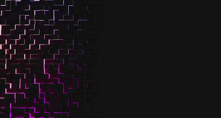 Abstract shifted gradient cubes background for streaming. wallpaper banner with copy space.