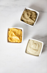Top view of variety of dips