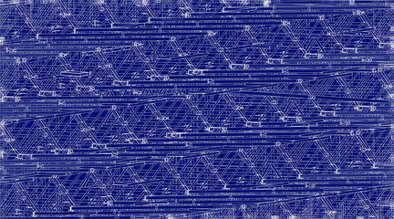 3D steel frames and trusses of a industrial building. Vector architectural blueprint. Abstract industrial blueprint.