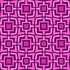 Beautiful seamless pattern of concave and convex squares in pink tones. Vector image.