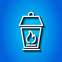 Lamp simple icon, vector. Flat desing. White icon with shadow on blue background.ai
