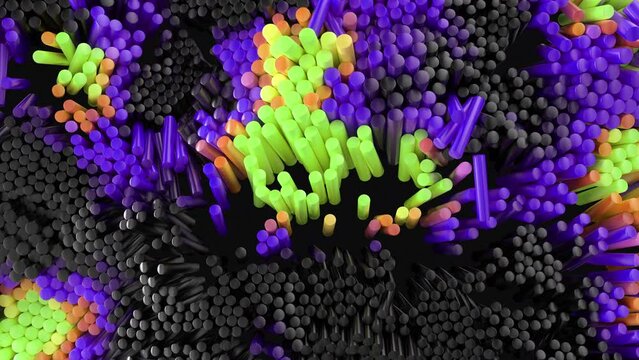 Creative multicolored neon cylinder shader wave optical geometric pattern 3d animation motion design