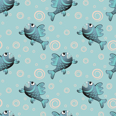 predatory evil piranha fish. Fabulous underwater world. Styling, cartoon style. Design element
