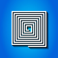 Spiral simple icon vector. Flat desing. White icon with shadow on blue background.ai