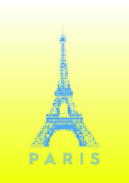 point half-tone illustration eiffel tower