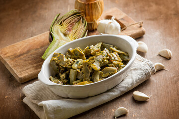 artichoke with olive oil garlic and parsley