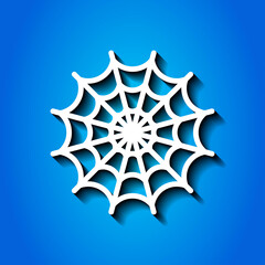 Web simple icon. Flat desing. White icon with shadow on blue background.ai