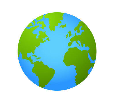 Earth planet image icon in Sky blue color. Vector illustration in flat cartoon style