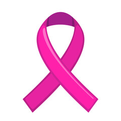 Pink ribbon icon in flat style isolated on white background.