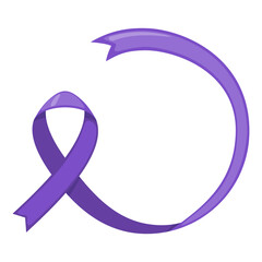 Purple ribbon icon in flat style isolated on white background.