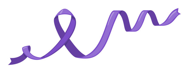 Purple ribbon icon in flat style isolated on white background.
