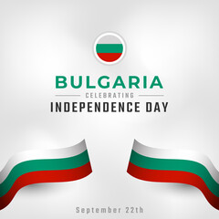 Obraz premium Happy Bulgaria Independence Day September 22th Celebration Vector Design Illustration. Template for Poster, Banner, Advertising, Greeting Card or Print Design Element