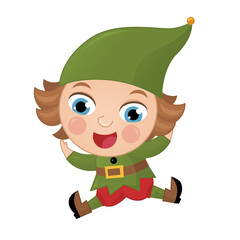 cartoon scene with happy elf prince on white background illustration