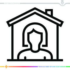 Line icon for renting a house illustrations with editable strokes. This vector graphic has customizable stroke width.