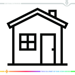 Line icon for public housing illustrations with editable strokes. This vector graphic has customizable stroke width.