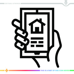 Line icon for smart home illustrations with editable strokes. This vector graphic has customizable stroke width.