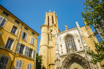 Fototapeta na wymiar Aix Cathedral in Aix-en-Provence in southern France, a Roman Catholic church