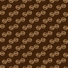 Brown seamless pattern with of abstract coffee beans. Vector illustration. Design menu, package, in the coffee shop, the card or stickers.