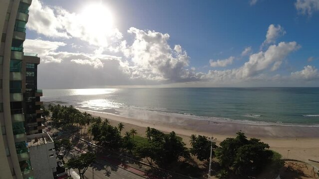 Timelapse beach. Tropical scenery. Summer travel destinations. Recife Pernambuco Brazil.