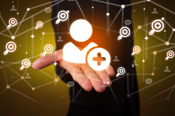 Hand holding social media icons